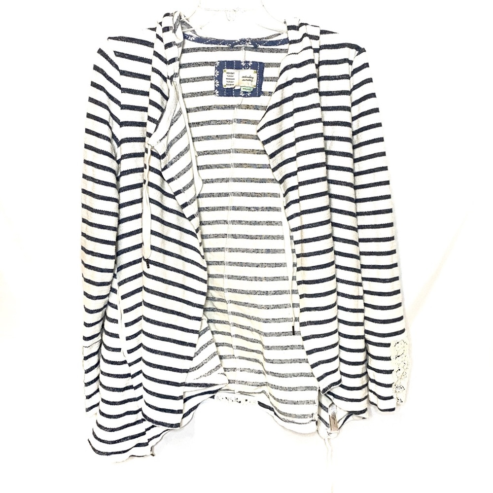 Anthropologie striped lace trim jacket